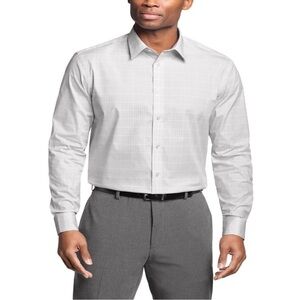 NWT Calvin Klein steel slim fit stretch grey pink multi button down 16 1/2 32-33